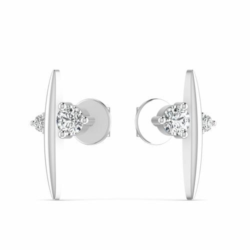 FIERY FLAIR Sparkle Two Stone 925 Silver Stud Earring