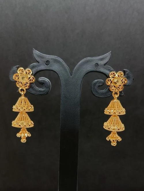 MANVEER ENTERPRISE 1 Gram Gold Earrings German Silver Tops Top Earring Jhumki Jhumkas Jumka Studs