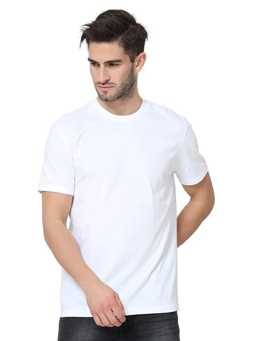Mens White Plain T Shirt