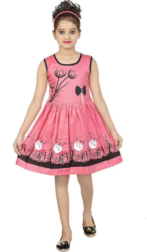 JBRFASHION Girls Red Cotton Blend Dress (3-4 Y)