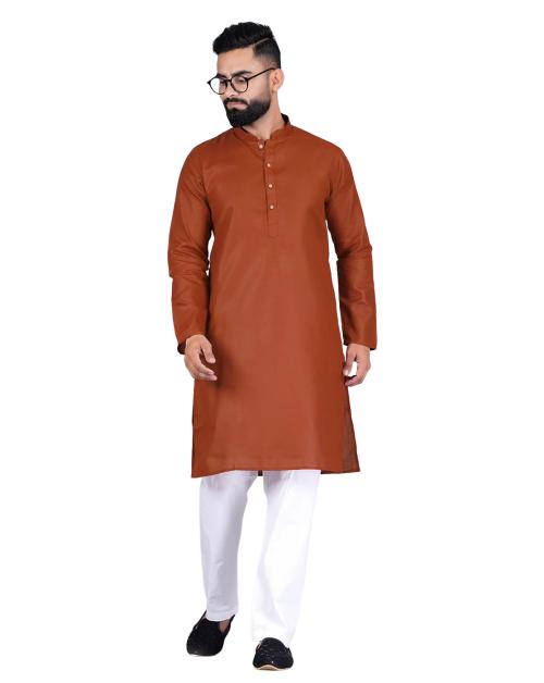 TEE PROJEKT Men's Orange Cotton Kurta