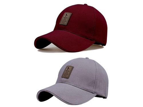 CLASSYMESSI EDIKO Cap Combo Pack of 2 Cotton Cap for Men's and Women's GREY MAROON