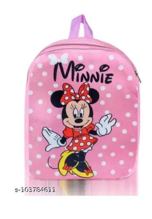 Heaven Decor Minnie3D Velvet Soft Plus Kids School Bag Nursury class to 5 ( Size - 14 inch )