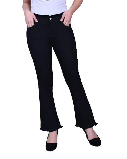 JOVSHIL Women's Bell Bottom Jeans | Denim Jeans for Women's and Girl's |Black Jeans|Size-30|Pack of 1