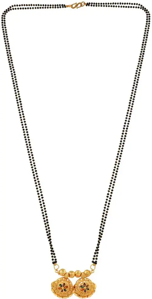 ADMIER Gold plated Double (2) Wati), Floral design, superfine Hand chilai work, Ethnic Mangalsutra, Tanmaniya Women Traditional