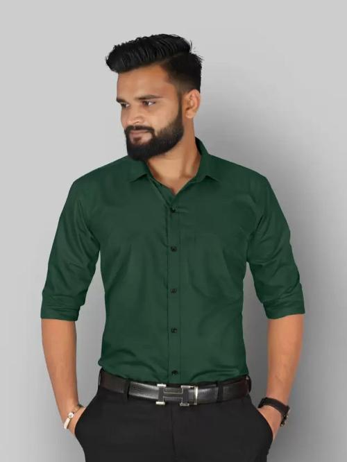 MOJILO Men's Cotton Solid Slim Fit Casual Shirt with Pocket, Full Sleeve Shirt for Formal & Casual Wear