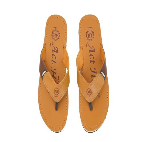 Act holy Men's Comfortable Slipper TPR sole Chappals for Men Lightweight & Stylish Casual Slip-on Color Tan Size - 9