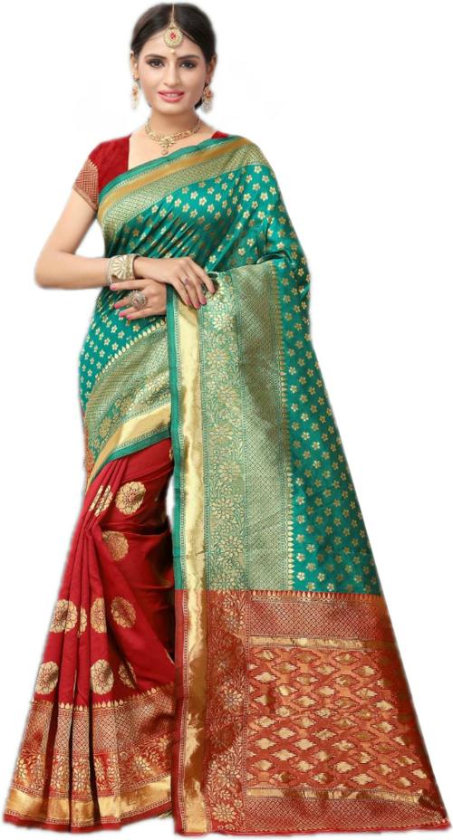 Mermaid Ocean Embellished Handloom Silk Blend Saree (Maroon)