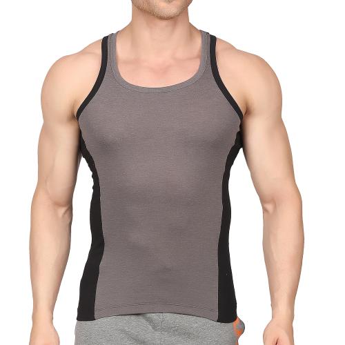 Chromozome Men Black Cotton Single Vest