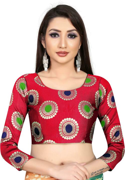 Buy Sukushi Silk Mills Women Red Woven Design Poly Silk Fabric Online