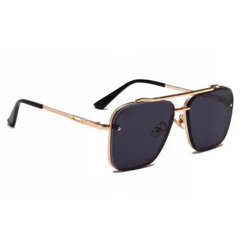 Dervin UV Protected Driving Pilot Gradient Metal Body Square Sunglasses for Men and Women (Gold Black) - Pack of 1