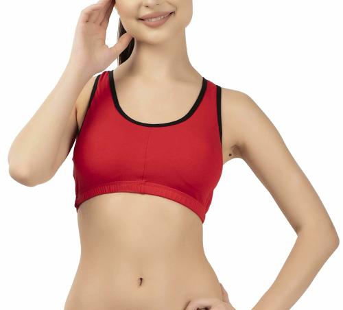 Eve's Beauty Women Red XL Cotton Padded (removable Pad) Sports Bra (XL)