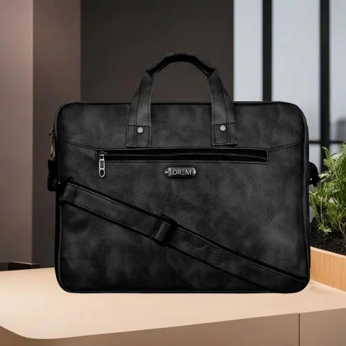 LOREM Black Color Faux Leather 10L Messenger Bag For Men & Women BG27