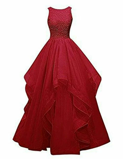 TILISM Girls Red Net Maxi Gown Dress 6 - 7 Years