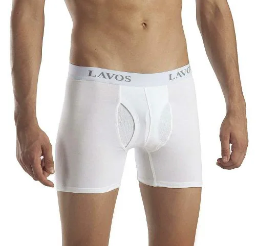 Lavos Store Men White Bamboo Cotton and Lycra Boxer Brief Long Underwear, XXL