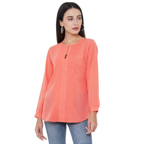 Go.4.it Women’s Full sleeves Georgette Top With Front Pintucks