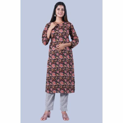 KKESARIYA new printed cotton kurti with pant - Orange