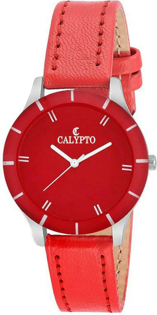 CALYPTO Analog Red Dial Red Strap Watch For Girls QRV-G18