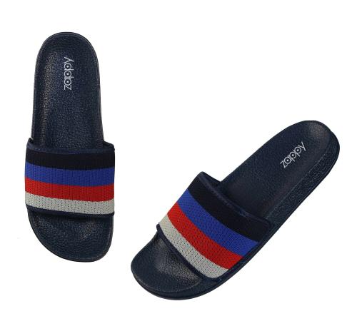 ZAPPY Men's and Boys Navy Soft mesh upper Slippers Flexible Flip Flop Indoor and Outdoor Slides