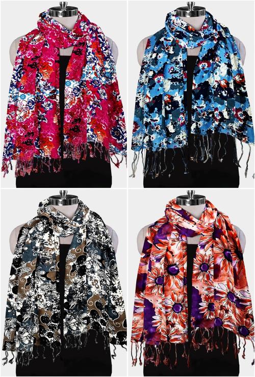 Sanvitta's Printed Viscose Women Stole Set of 4 stoles