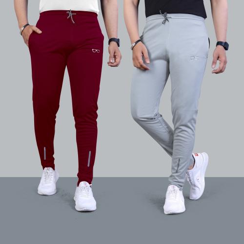 MILDTOUCH Men Maroon, Grey Printed Lycra Blend, Polyester (Pack of 2) Track Pant