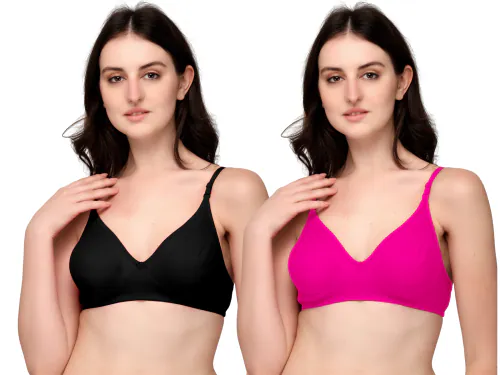 Exotica Lingerie Women Multicolor Cotton Blend Pack Of 3 T-Shirt Lightly Padded Bra (34B)