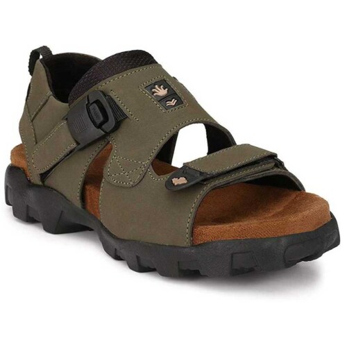 Lazy21 Genuine Leather Sandals for Men (Olive)
