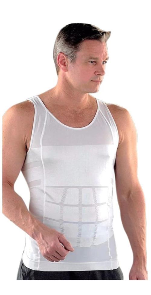 FITOLYM Men's Cotton White Slim N Lift Slimming Shirt Body Shaper Tummy Tucker Vest Shape wear