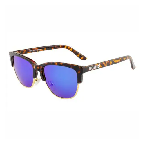 Rozior Men Women Polarized Sunglass with UV Protection Blue Mirror Lens with Tortoise Frame