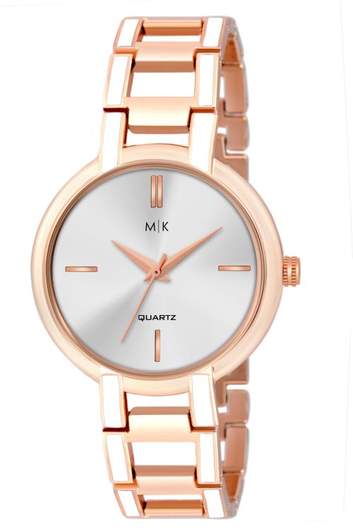 MORRIS KLEIN MK-4004 WHITE DIAL & ROSE GOLD TWO TONE PLATED FOR GIRLS Analog Watch - For Women