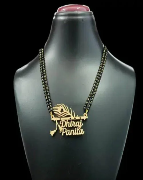 HELICX Personalized Couple Name Mangalsutra Gold plated Mangalsutra Name pendant Customized Jewelry Gifts for Women with Chain