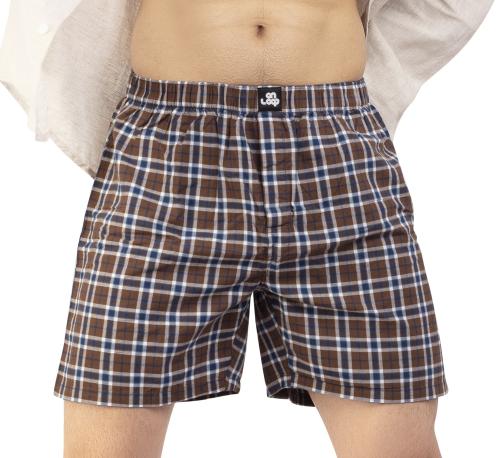 On Loop Cotton Boxers for Men | Innerwear Shorts for Men Brief Undergarments | Brown Color in Checks Design | 2Xl XXL - Double Extra Large