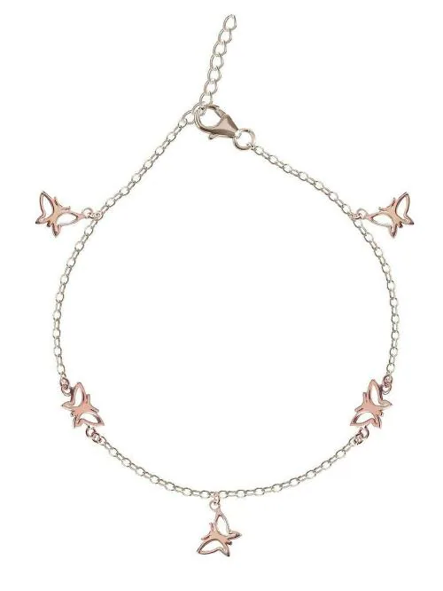 CLARA Rose Gold Plated Sterling Silver Butterfly Anklet (Women)
