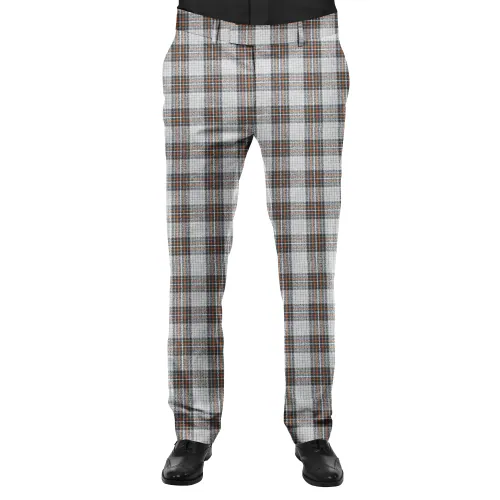 BIGREAMS.COM Men's Checkered Unstitched Suiting Trouser Pant Fabric (1.25 MTR, Grey New, Free Size)