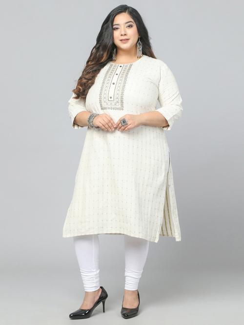 Jevi Prints Women's Cotton Resham Embroidery Plus Size Jaipuri Kurti