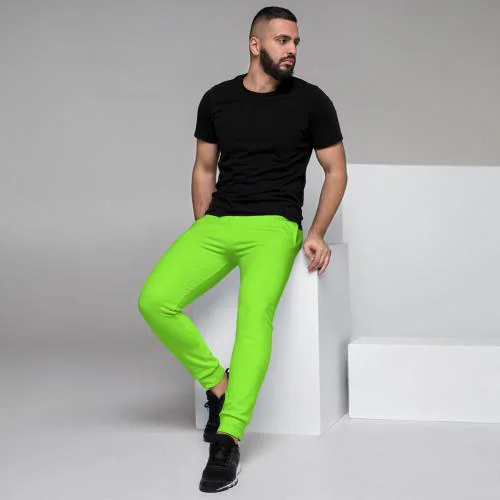 CLOTHINKHUB Solid Neon Joggers For Men With 2 Pockets