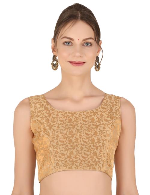 ND & R Womens Readymade Sleeveless Saree Blouse ( Choli ) Color Golden