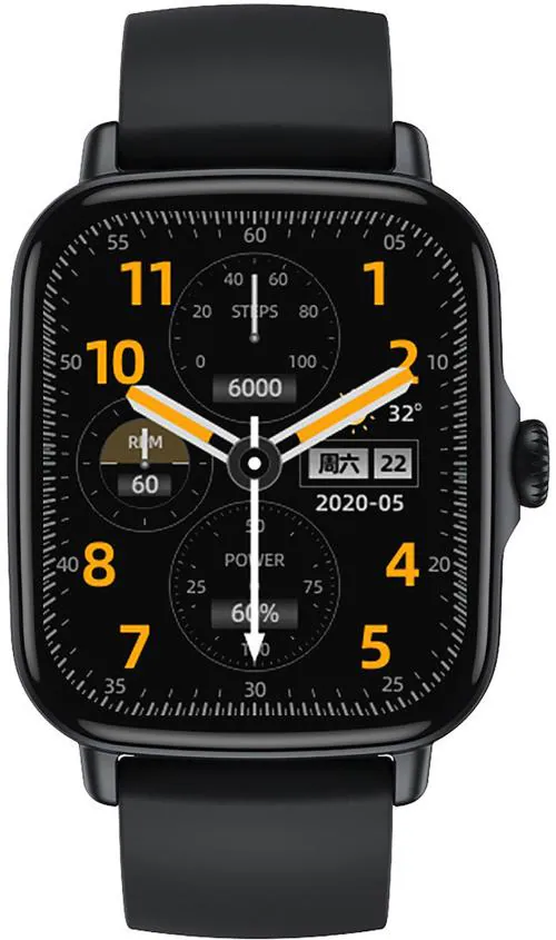 Minix MXT-FW25-Crest-Black 1.69 inch Bluetooth Calling Watch Operational Crown Black Strap Square Smartwatch for Men and Women
