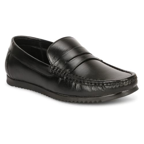 Towrco Genuine Leather Slip-On Loafer Black shoes for Men