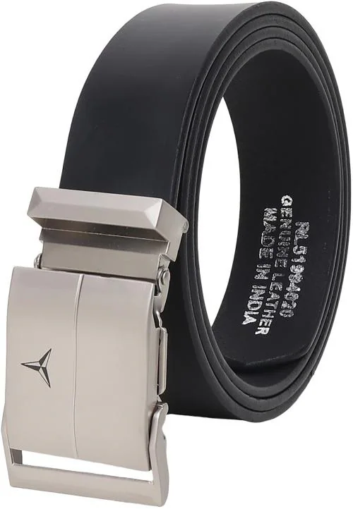 Loopa Men Black Textured Genuine Leather Belts