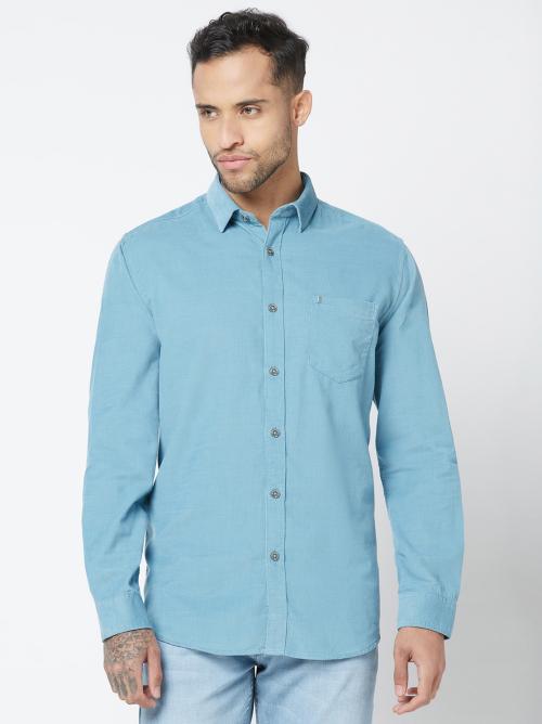 Blue Buddha Men's Blue Regular Fit Casual Shirt-221123447