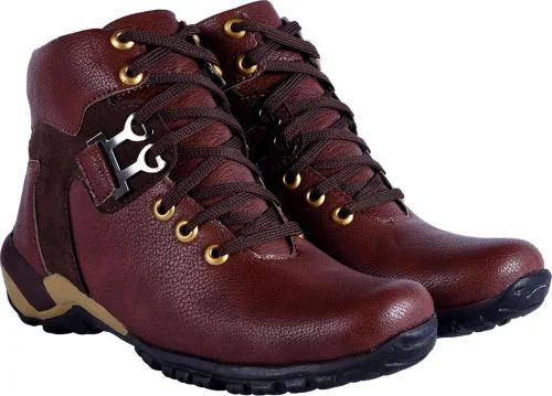 DLS Men Burgundy Synthetic Leather Boots