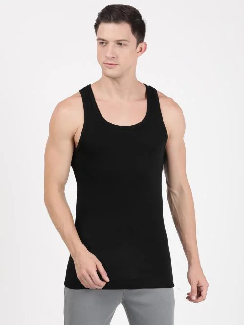 Jockey 9922 Men's Black Solid Cotton Sleeveless Vest