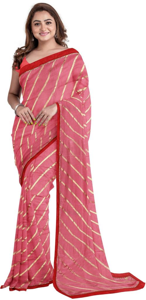 Sareez House Women Multicolor Dyed, Striped Art Silk Bollywood Saree