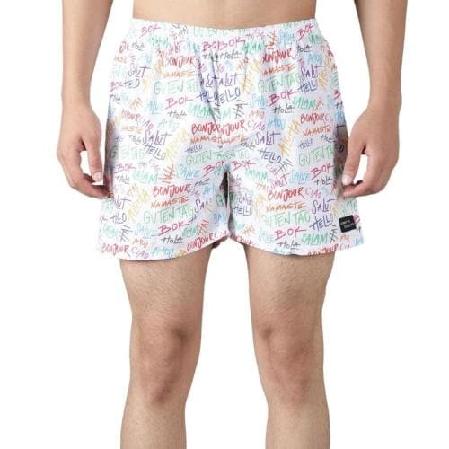 Whats Down Men White Hello Its Me Printed Pure Cotton Boxers