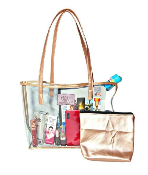 Proudme Transparent Pvc 2-In-1 Purse And Tote Bag (Set Of 2)