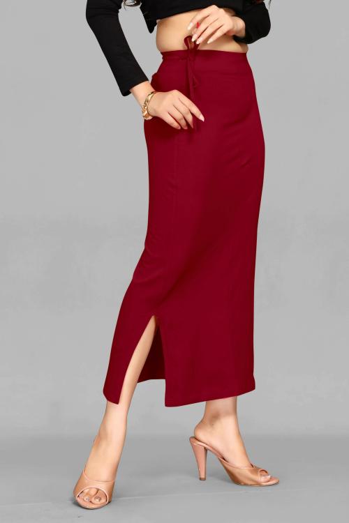 Insoul Women Maroon Micropoly, Spandex Solid Saree Shapewear (S)