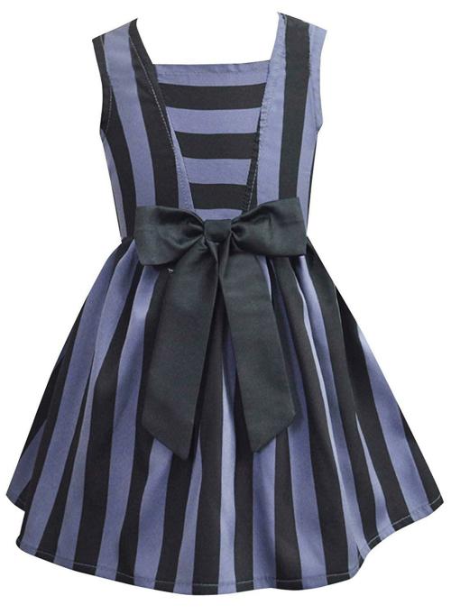 A.T.U.N Girls Charcoal Grey Black Stripe Antalya Dress