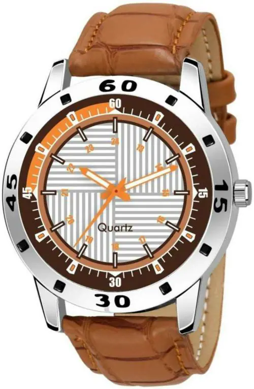 Bolun Analog White Dial Brown Strap Watch For Men