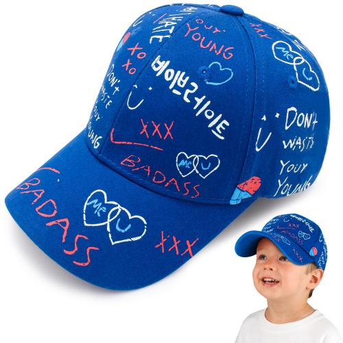 VRITRAZ Breathable Quote Print Little Sports Cap for Active Kids, Baby Girls and Boys 3-12 Years (Quote Blue)